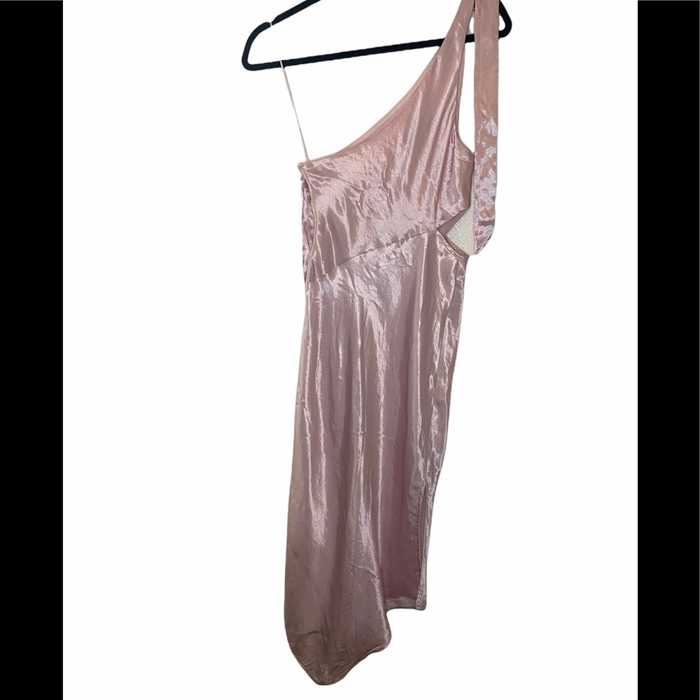 Topshop one shoulder satin pink dress size 4 - Picture 2 of 11